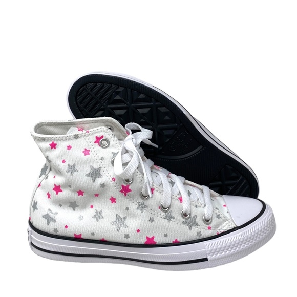 Converse Chuck Taylor Hi Sneakers White Pink Kid Women Size Canvas Shoes A05393F - Picture 8 of 10
